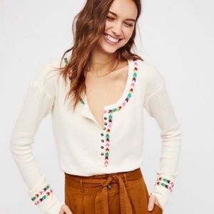 We the Free Rainbow Henley Thermal Top long sleeve